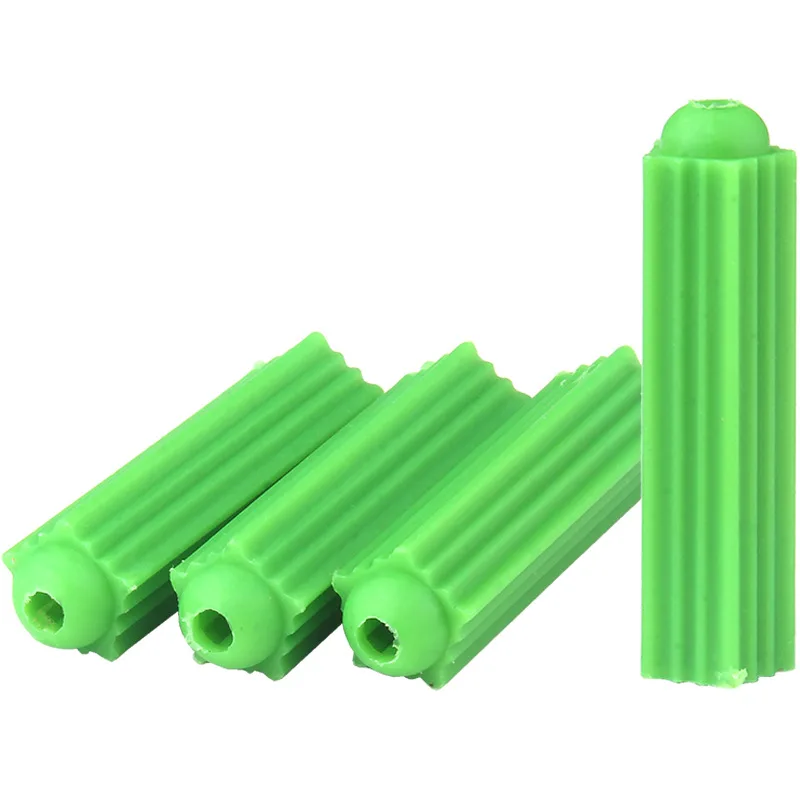100PCS  Plastic Expansion Anchors Drywall Wall Anchors Green M6 M8 Wall Nylon Rubber Plug Screw Expansion Tube Anchor Bolt