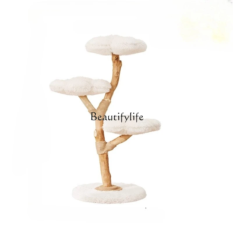 05-Cloud climbing frame cat tree jumping platform integrated luxury solid wood villa does not occupy a cat house