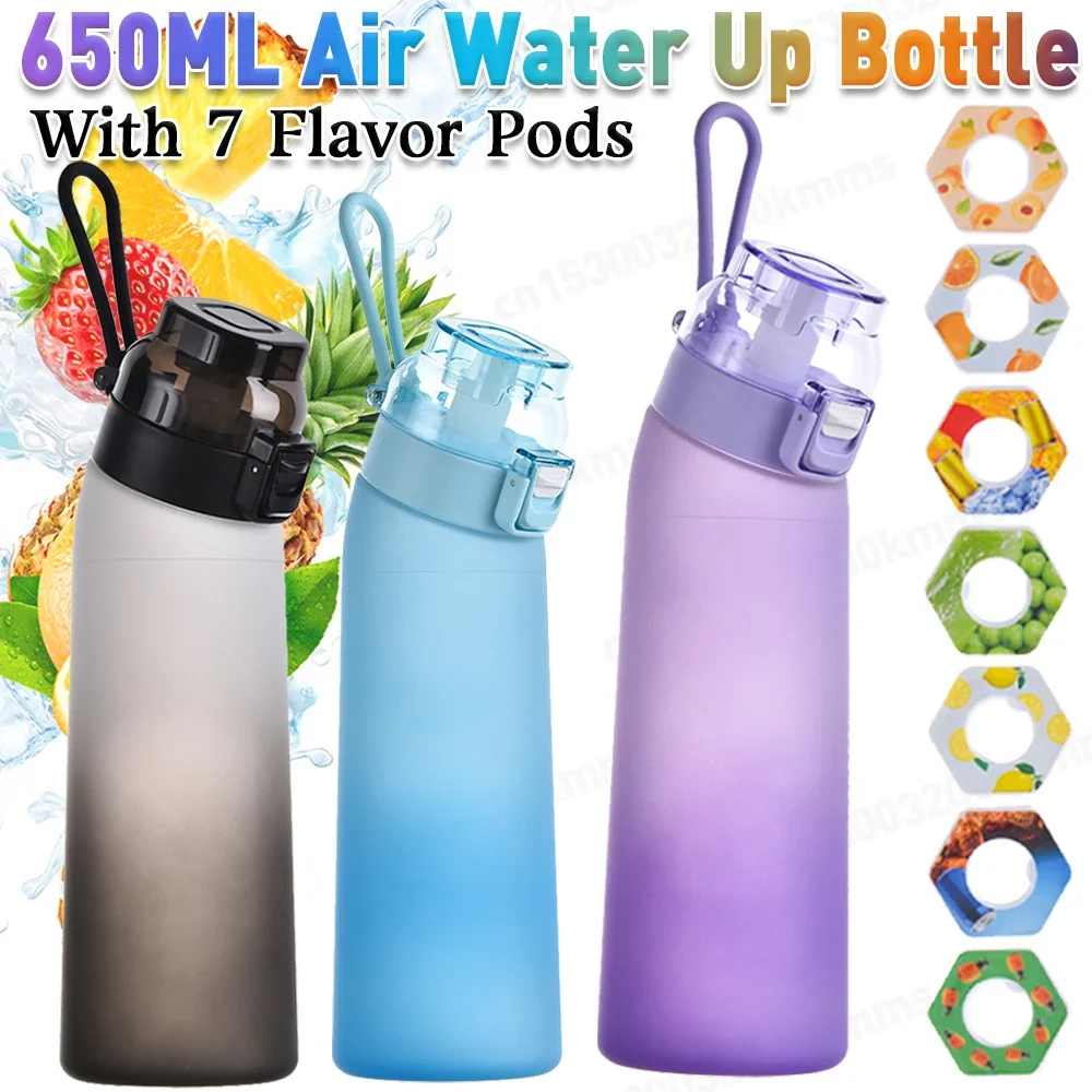 650ML Fruit Flavor Water Cup Leak-Proof with 7 Flavor Pods Fragrance Smelling Water Bottle Portable for Outdoor Sports