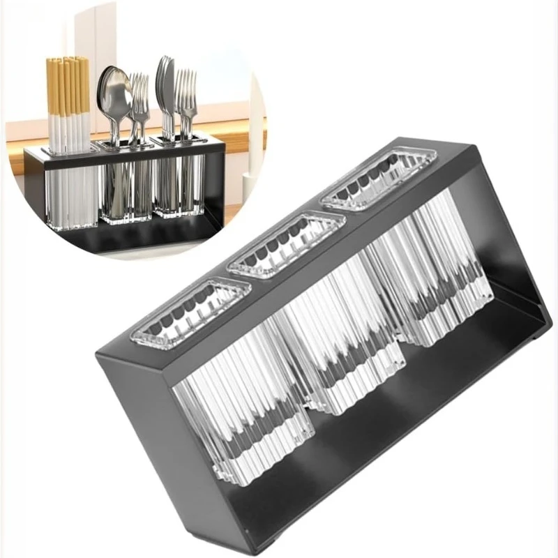 Multipurpose Kitchen Cutlery Rack Automatic Drain Chopstick Drainer Tableware Divider Tray Cookware Utensils Organizer Spoon Fork Storage Holder Kitchen Counter Decor