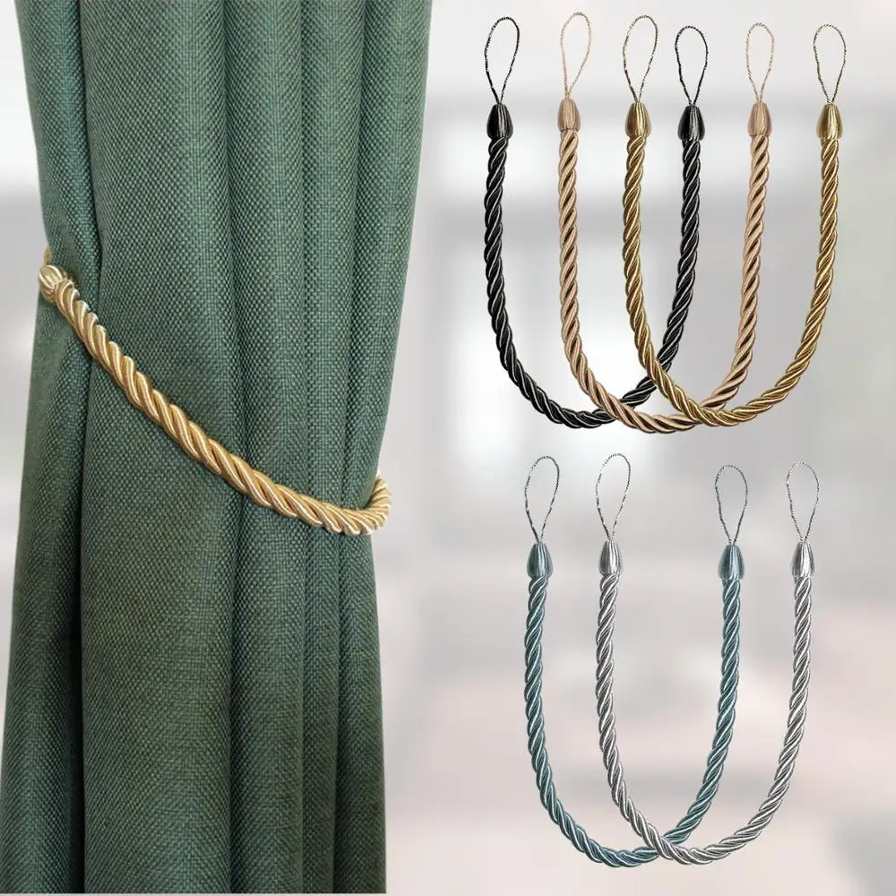 2Pcs Decorative Tieback Curtain Ropes Holdbacks Tiebacks for Curtain Use with Hook Handmade Weave Curtain Tieback