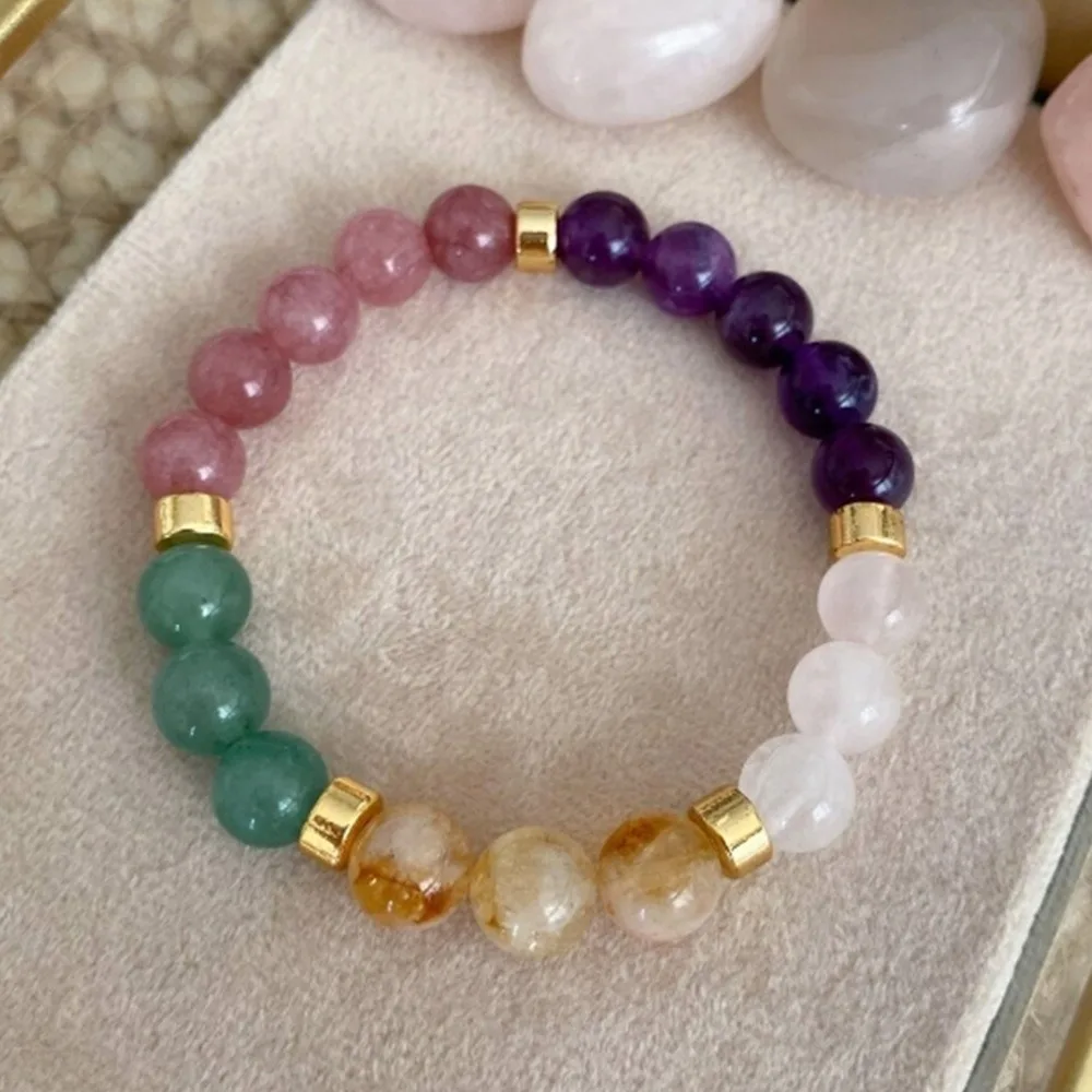 5pcs Good Luck Bracelets for Women Real Natural Stone Citrine Tiger Eyes Amethyst Girlfriend Mom Gift Original Jewelry Luxury