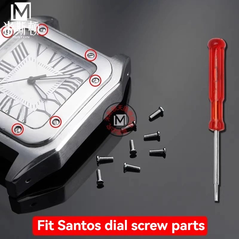 Per viti per orologi Cartier Santos Viti anteriori quadrante Santos100 e viti per coperchio inferiore Parti di riparazione per orologi da uomo e da donna