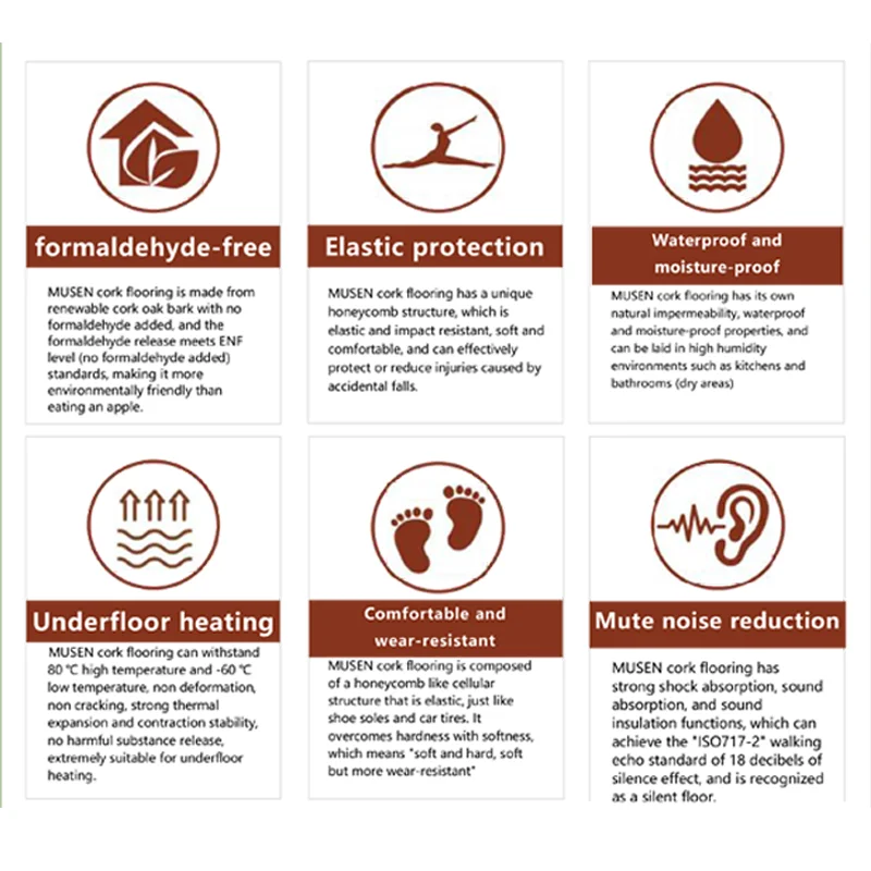 친환경 방음 천연 코르크 바닥 타일 시트, 맞춤형 코르크 바닥재, 열 포함