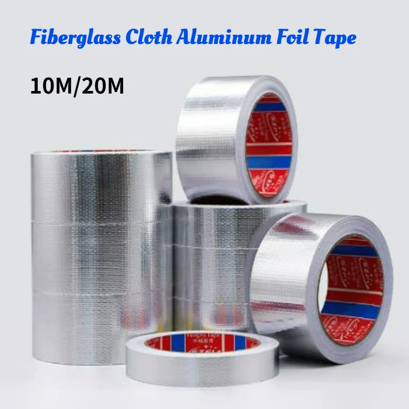 1Roll Thickened Fiberglass Cloth Aluminum Foil Tape High Temperature Resistant Waterproof Sun Protection Cocina Hood Flame Retar