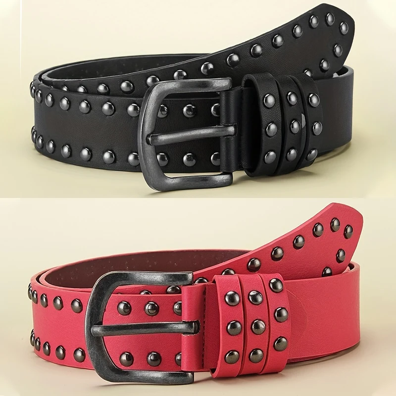 Men's Belt Retro Made Old Alloy Needle Buckle Belt Circular Rivet Women's Belt Punk Hip Hop Rock Style Jeans Belt Cheap Belt