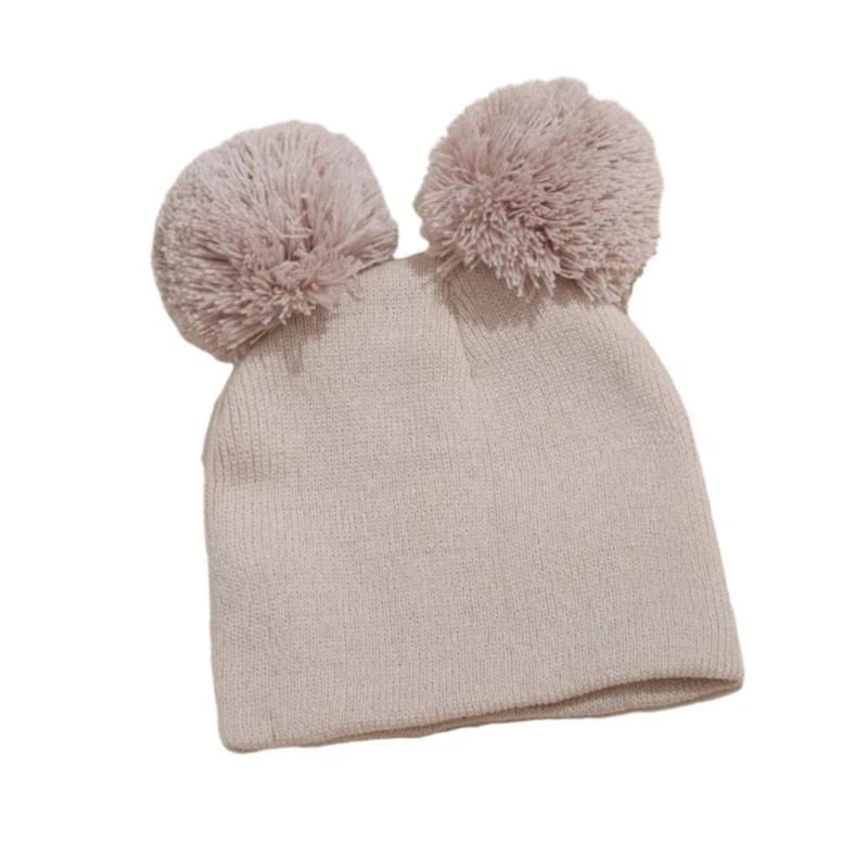 090B Elastic Hat Kid Soft Baby Bonnet Caps Winter Warm Hat Baby Boy Girl Newborn Beanie Caps Big Hairball Hat Baby Supplies