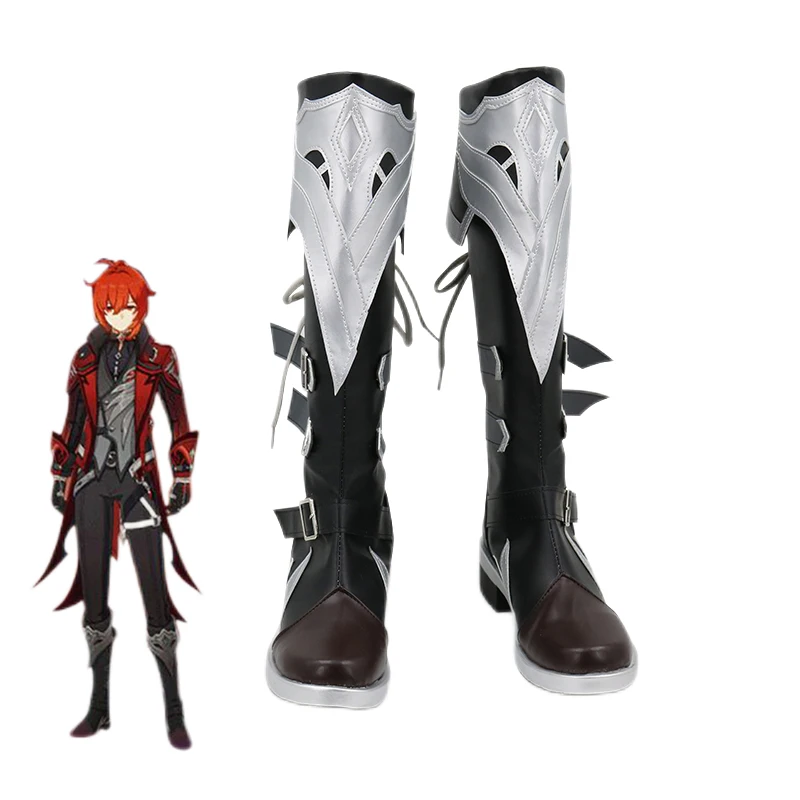 Genshin-zapatos de Cosplay de impacto para hombre y mujer, calzado rojo muerto de noche, para carnaval y Halloween