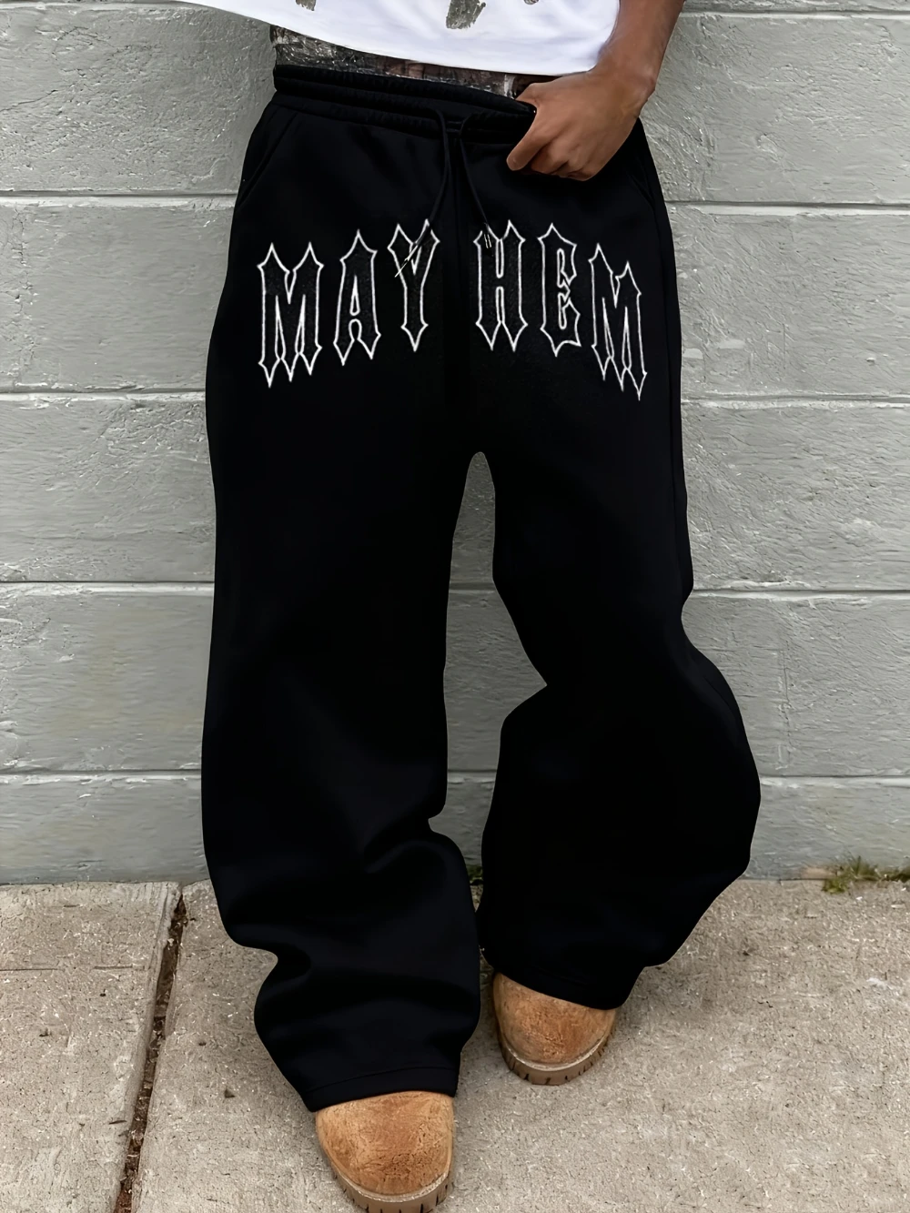 

Мужские универсальные однотонные свободные повседневные спортивные брюки с принтом на шнурке для всех сезонов, мужская одежда, мешковатые брюки, мужские брюки