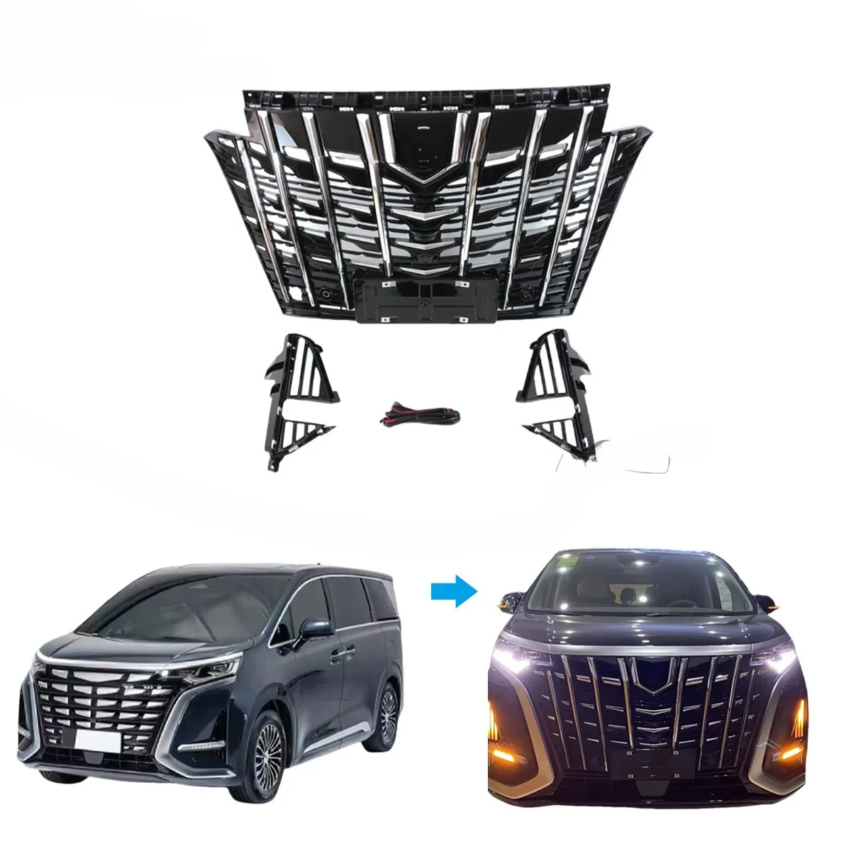 

High Quality Car Grille Body Kit Bumpers for Modified for BYD Denza D 9 Upgrade Alphard Front Grillecustom
