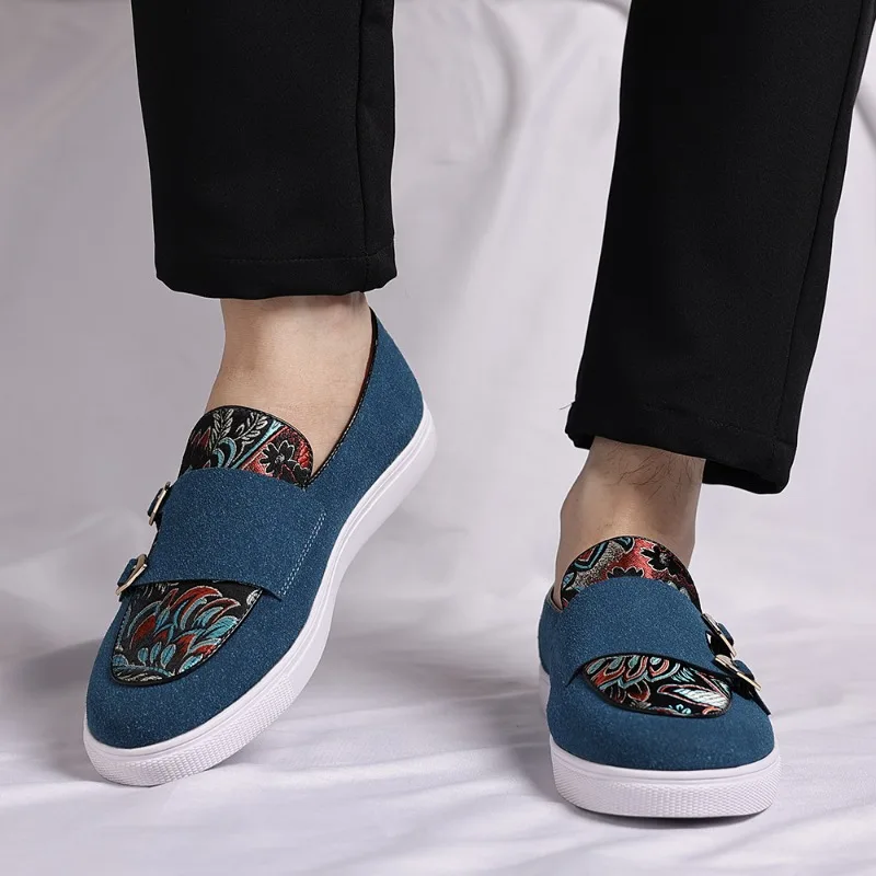 

Men Printed Plus Size Loafers Flat Bottomed Lightweight Comfortable Non Slip Casual Breathable Fashionable Board Shoes
