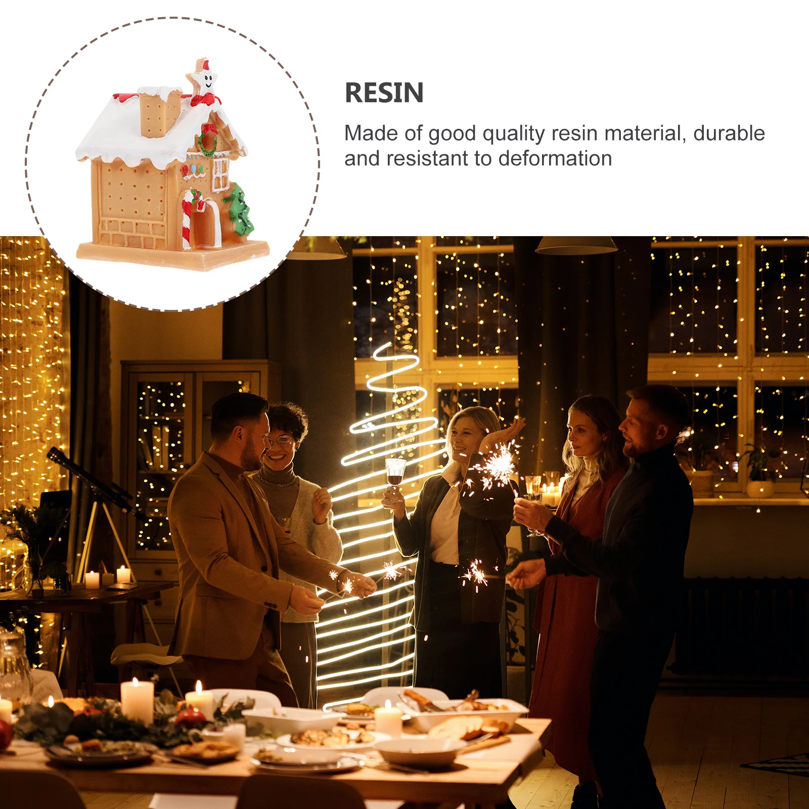 

Bright Light Up Mini Christmas House Resin Decoration Festive Ornament for Home Garden Party Gift Xmas Micro Landscape Gadgets
