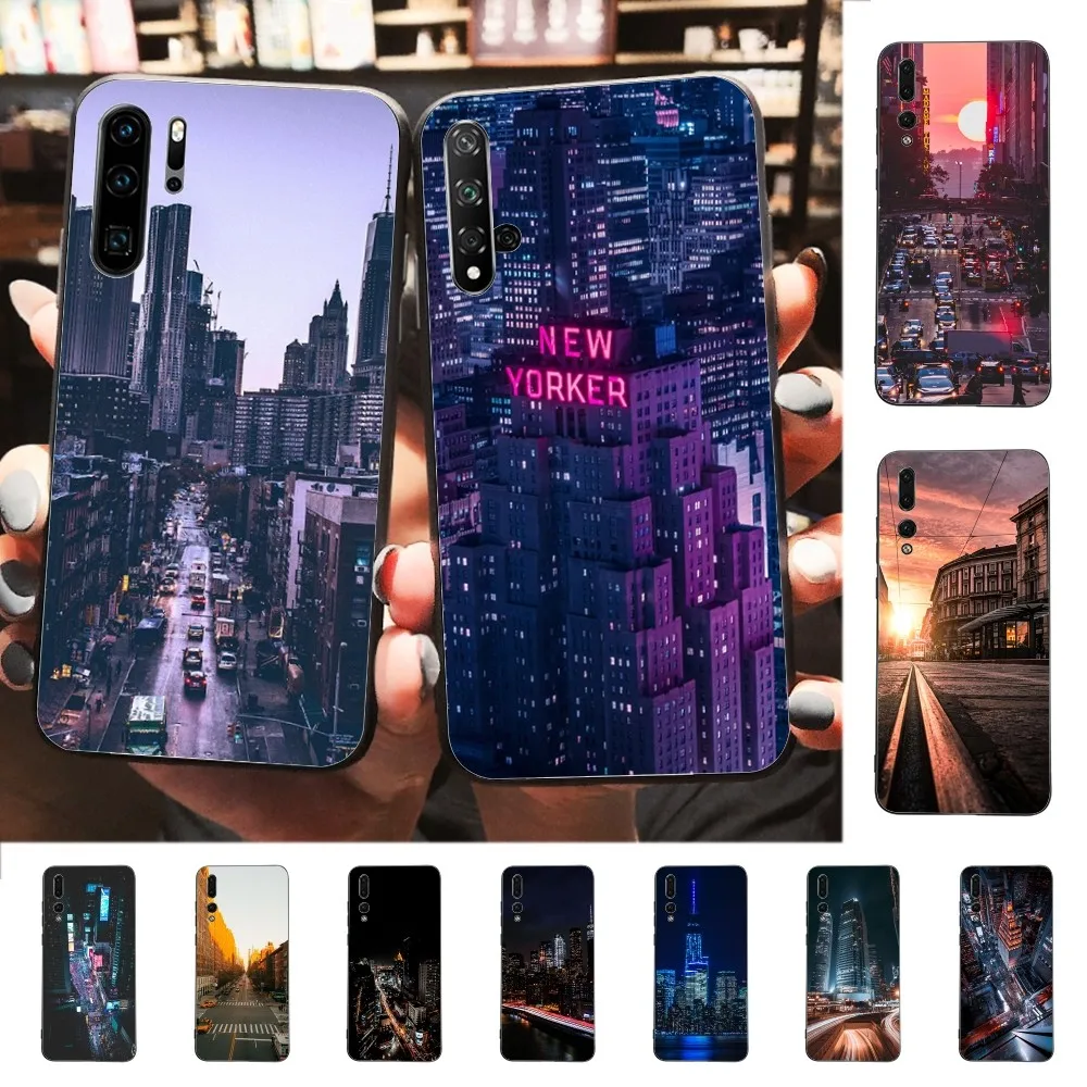 City Lights Phone Case For Huawei P 8 9 10 20 30 40 50 Pro Lite Psmart Honor 10 lite 70 Mate 20lite