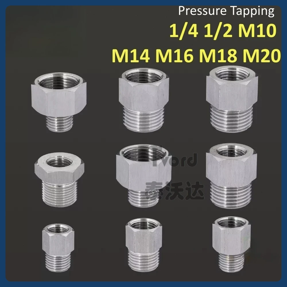 M14*1.5 M20 304 Stainless Steel Male Female Thread fitting Quick Coupler Adapter 1/4 1/2 Pressure gauge conversion copper joint