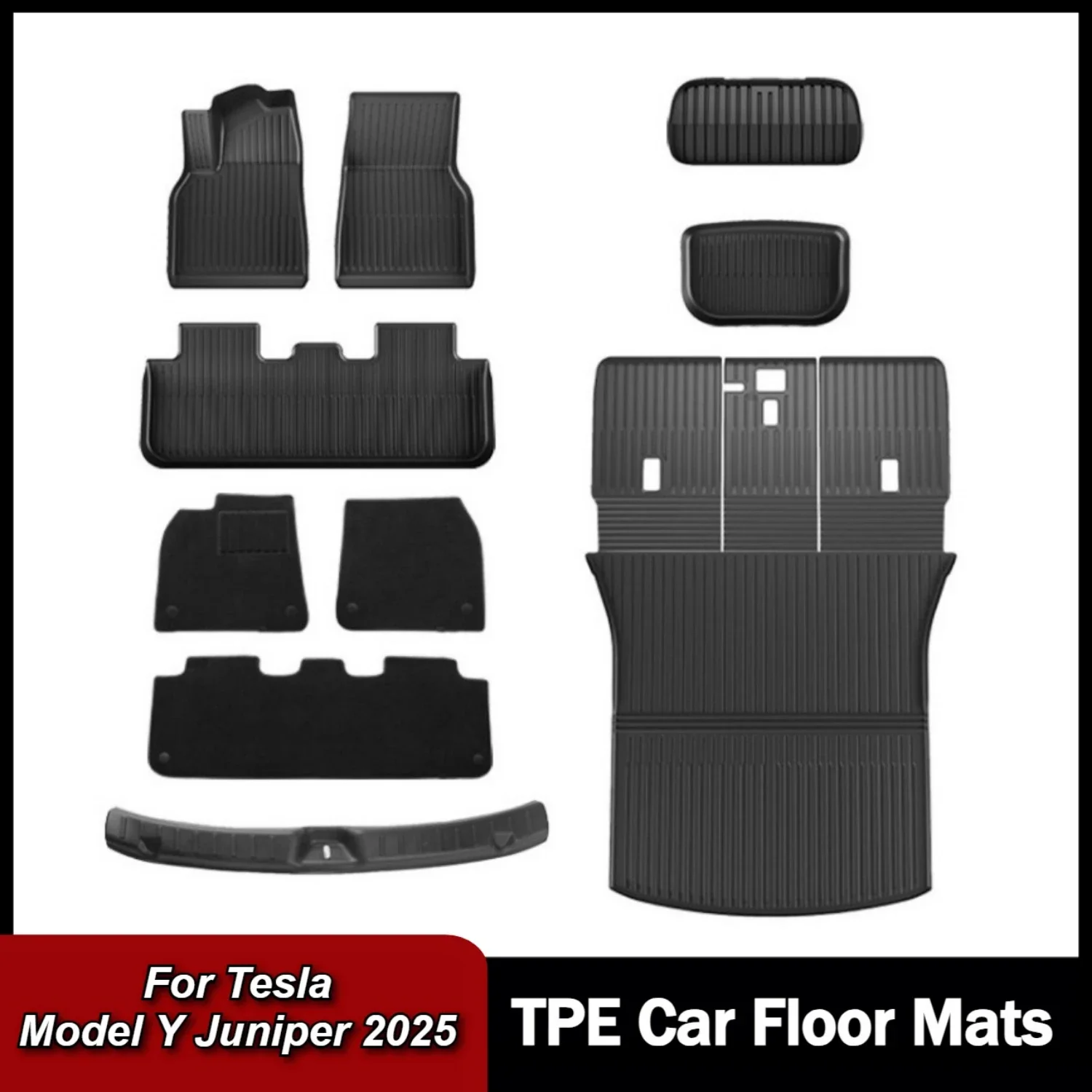 Car Integrated Trunk Liners For Tesla Model Y Juniper 2025 TPE Double Layer Floor Pads Trunk Door Sill Guard Plate Backrest Mats