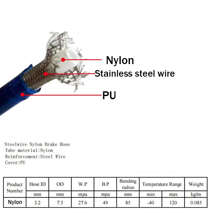 Motorcycle Brake Hose Modified Racing Brake Lines AN3 High-Performance Brake Clutch Oil Pipe Stainless Steel Braided Brake Hose