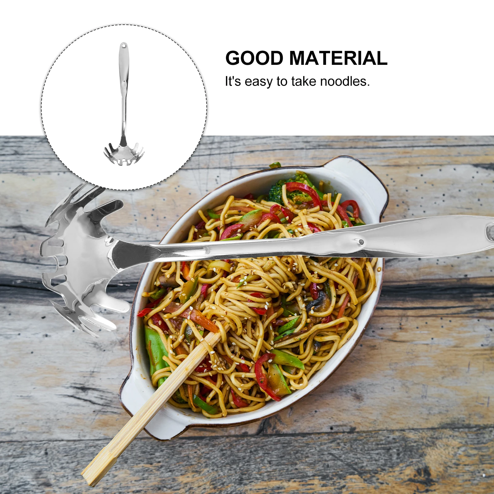 

Stainless Steel Slotted Spoon Strainer Long Friendly Anti Rust Safe Use Dishwasher Hole Kitchen Wall Clean Dry Pasta