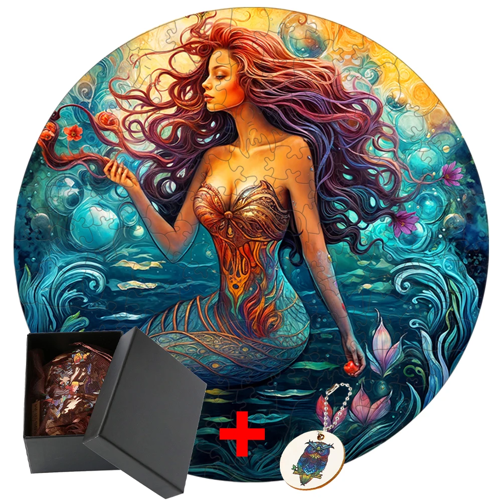 Mermaid Wooden Puzzle DIY Crafts Children Toy Jigsaw Puzzles For Adults Adult Wood Puzzle Children Toys Hobby Learning Education