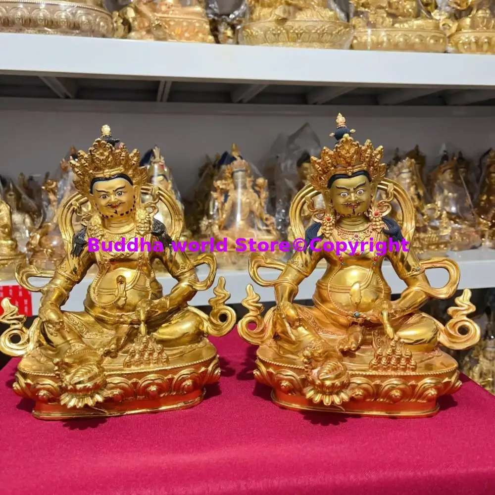 

21CM Buddhist altar offering tibet high quality Yellow Jambhala fortune god buddha COPPER HOME temple buddhist worship