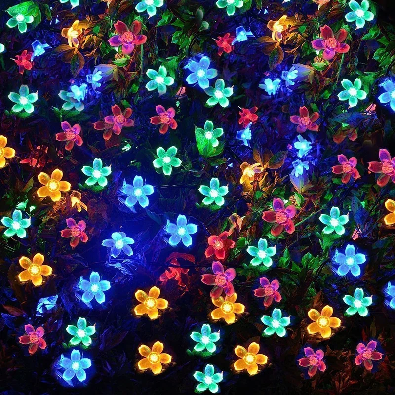 1pc LED Solar Cherry Blossom String Light,Outdoor Waterproof, 12M Festival Courtyard Decoration Atmosphere Light For Lawn Garden