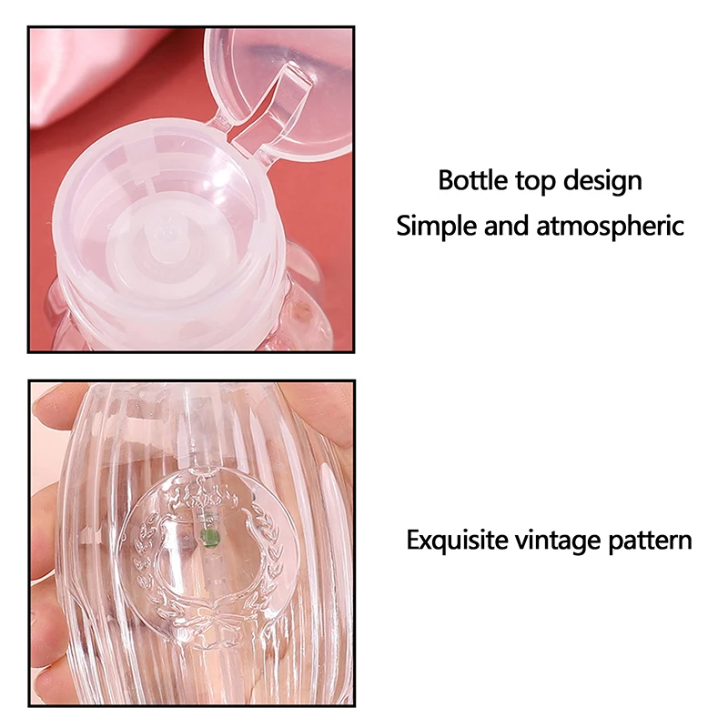 1 PCS Clear Pattern Nail Press Split Bottle Empty Travel Plastic Dispenser Reusable Polish Remover Pump Manicure Accessories