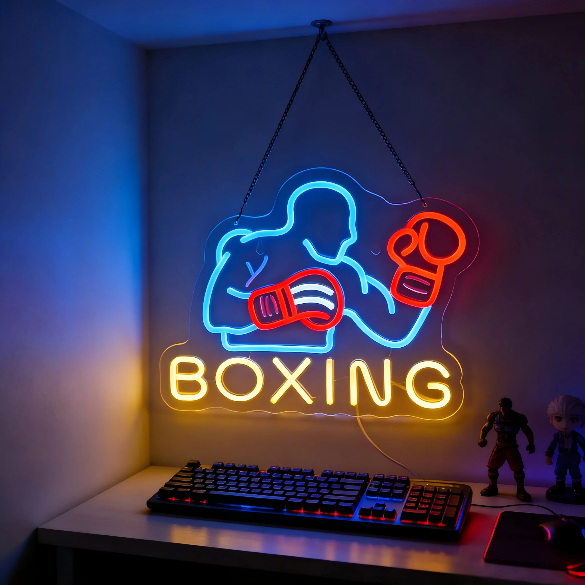  Boxing Neon Light Sign USB Dimmable LED Neon Sign for Boxing Gym Livingroom Club Bar Man Cave Party Gifts Wall Decoration