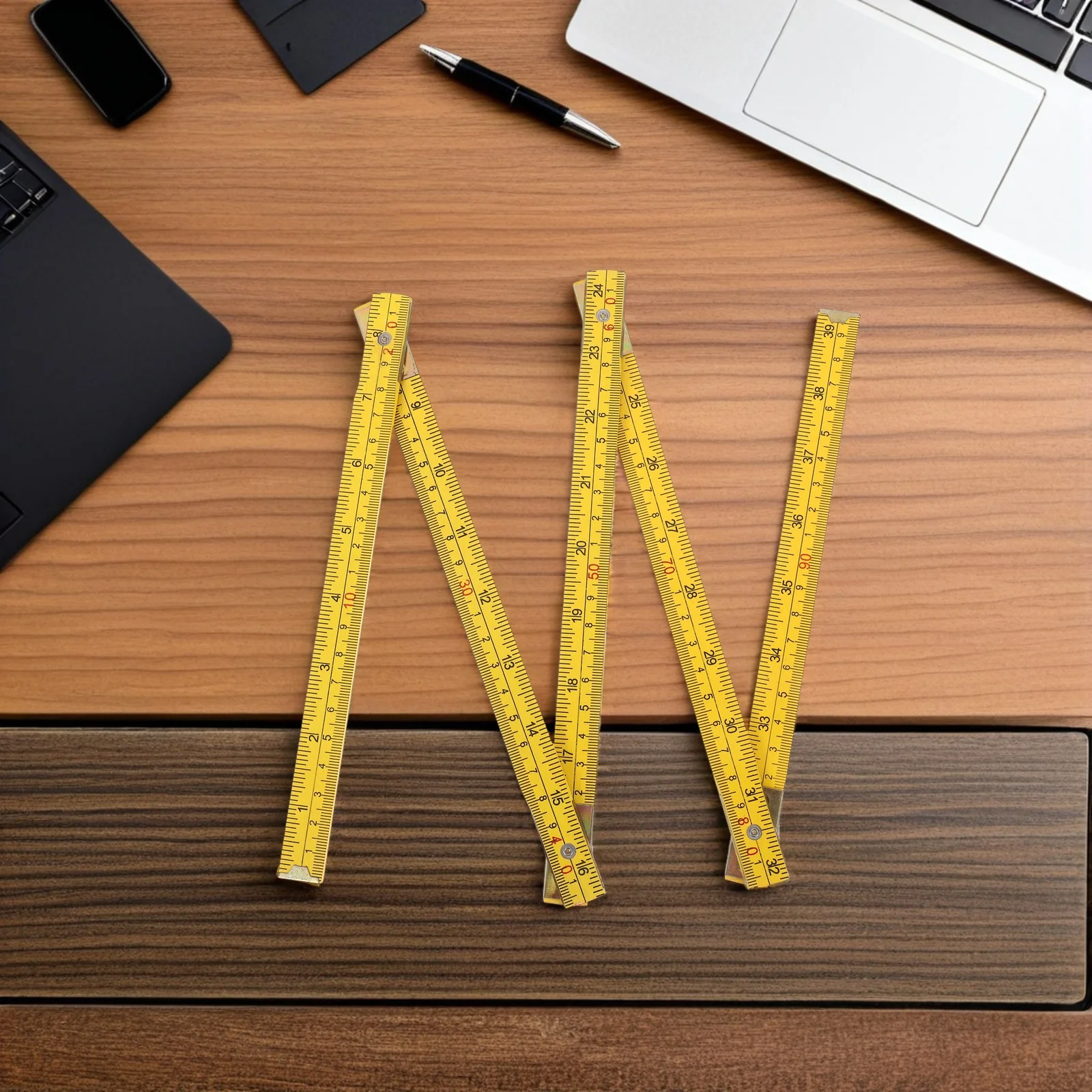 

2pcs 1 Meter Foldable Wood Ruler Double-Sided Metric Inch Measurements Precision Measuring Tool For Woodworking Construction