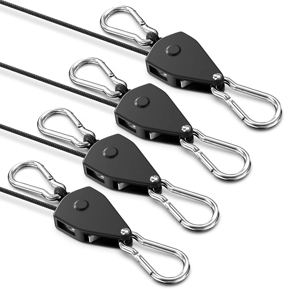 2/4/6 Stück 2M 4mm Verstellbarer Seilhalter Schwerlast-Ratschengurt mit Metallzahnrad für Campingzelt Pflanzenaufhängung