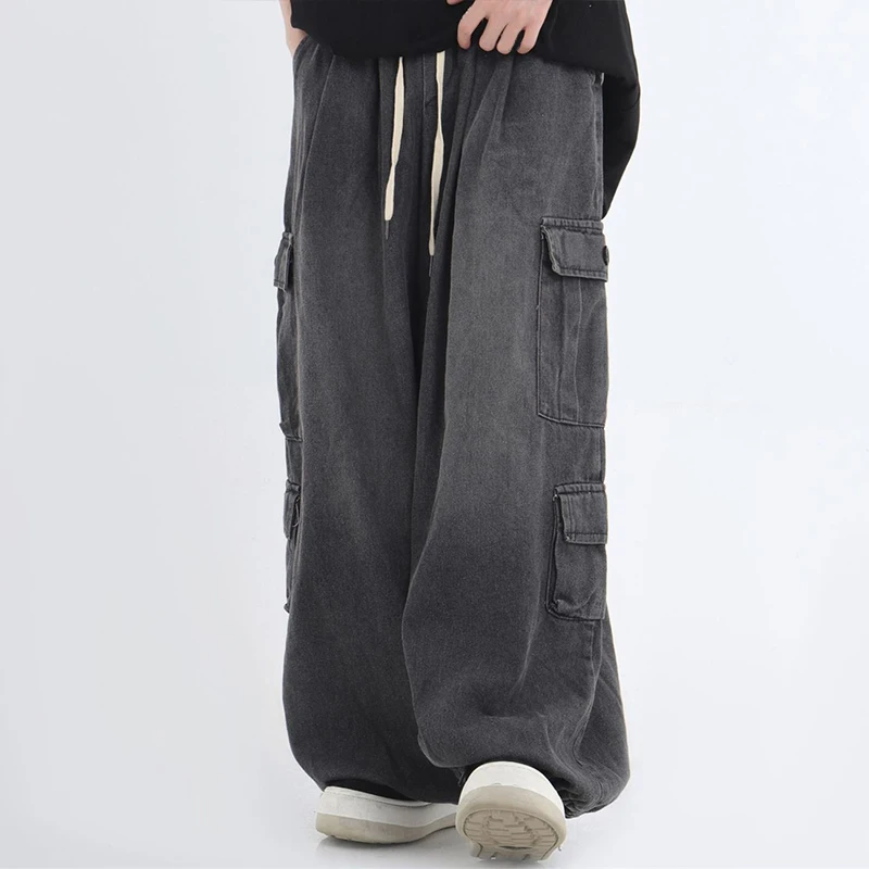Baggy Jeans Trousers Male Denim Pants Fall Hip Hop Drop-crotch Wide Leg Pants Vintage Skateboard Streetwear Cargo Harem Pants