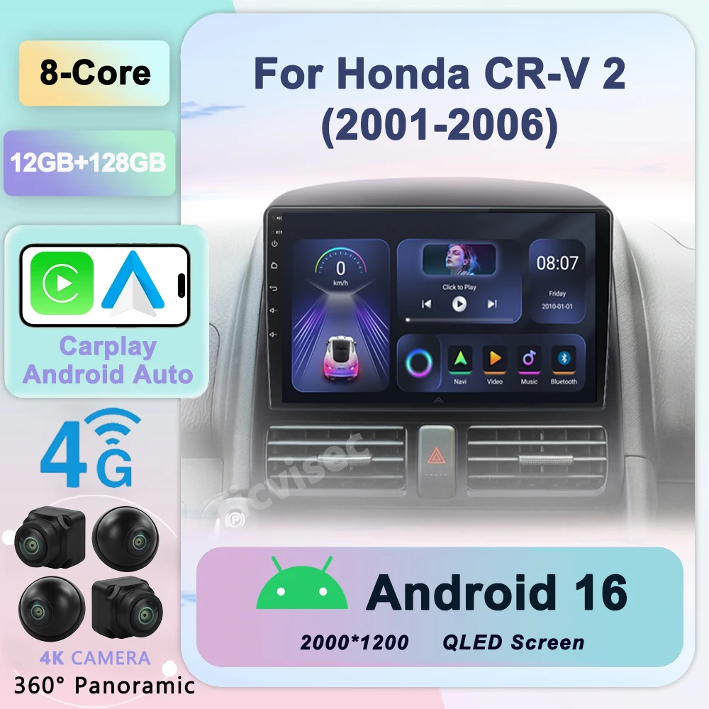 

2 din Android 16 Auto Radio for Honda CR-V 2 CRV 2001-2006 Car Radio Car Multimedia player GPS Track Carplay 2din no dvd