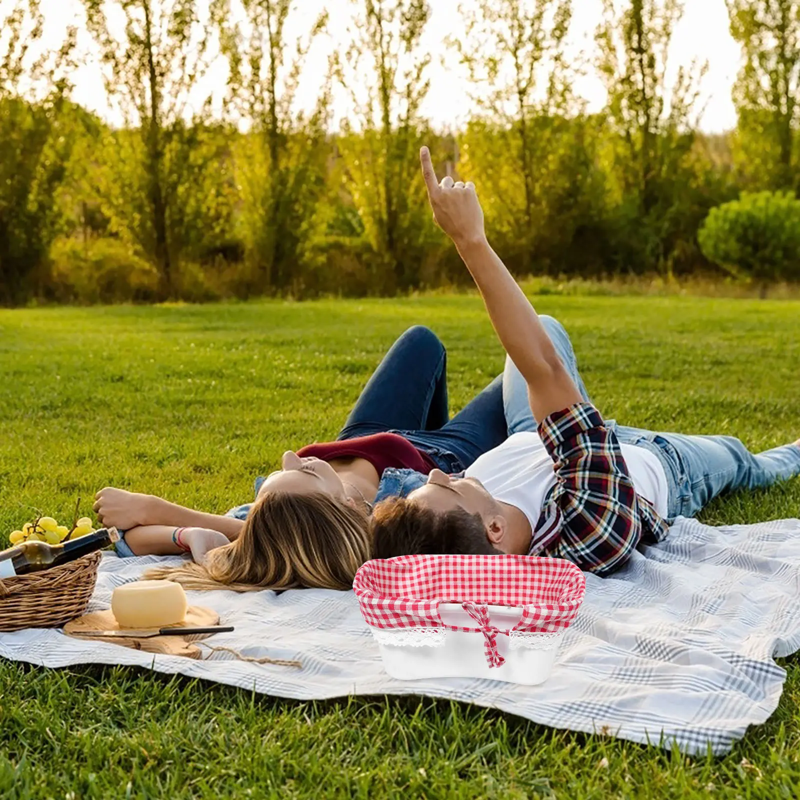 

Reusable Basket Liners Fabric Insert for Wicker Picnic Baskets Fitted Bottom Liner for Rattan Storage Containers Boho Farmhouse