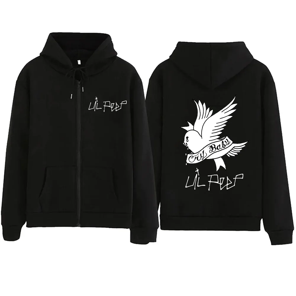 Hoodie com zíper Lil Peep, moletom Harajuku, pulôver Streetwear, tops