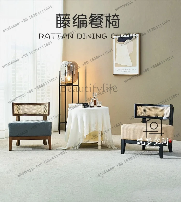 

X4 log rattan sofa chair living room home single solid wood leisure chair bed and breakfast chair