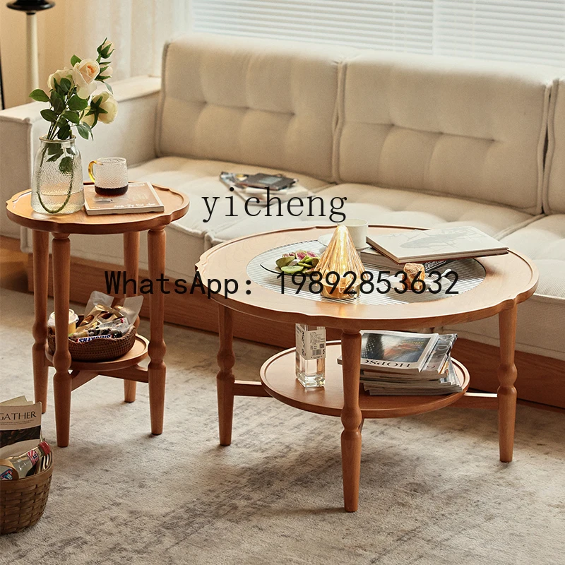 AB  solid wood coffee table small apartment sofa round edge few  living room balcony small tea table