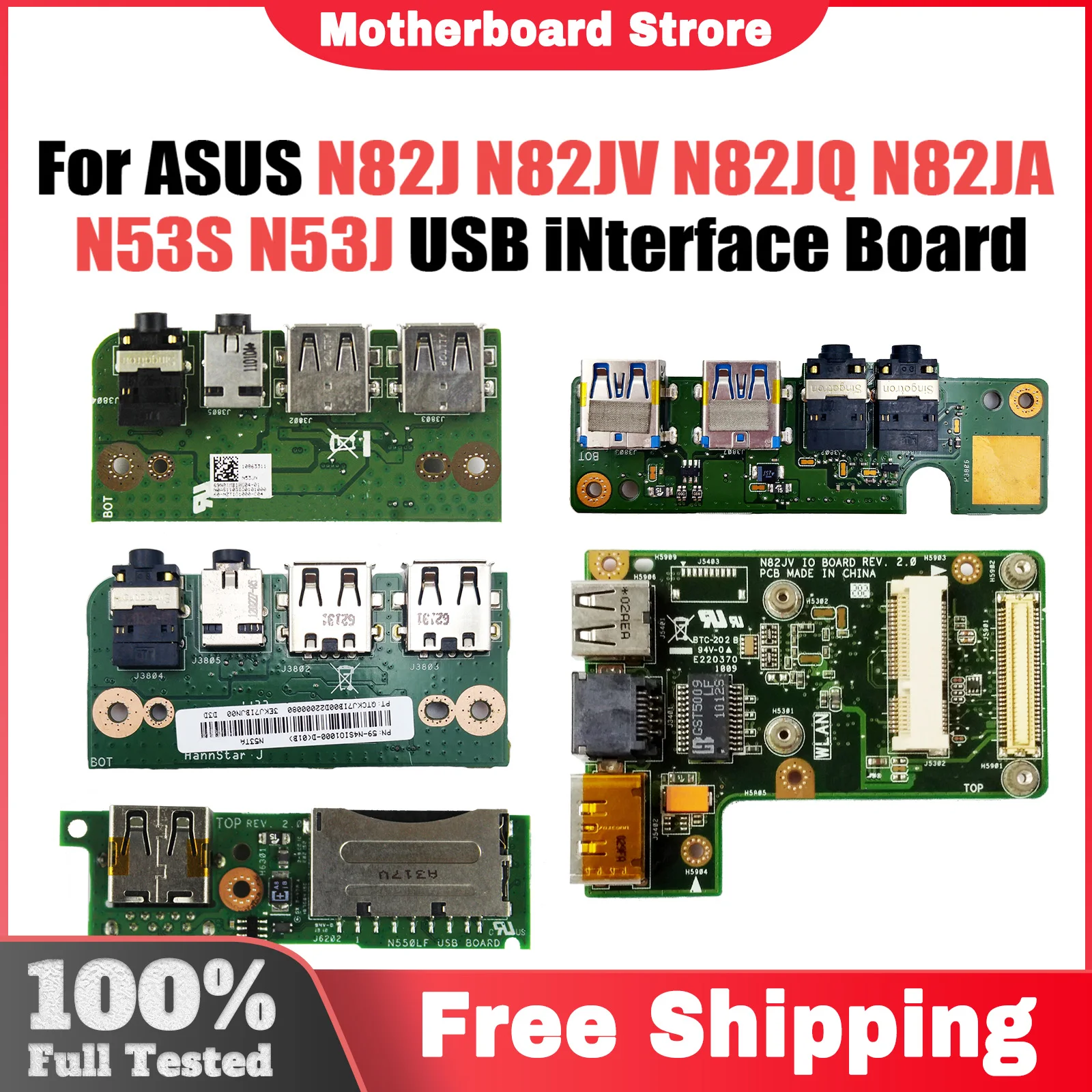 For ASUS N82J N82JV N82JQ N82JA N53S N53J N53JN N53S N53TA N550J N550L G550J Q550L N76V N76V Laptop USB interface small board