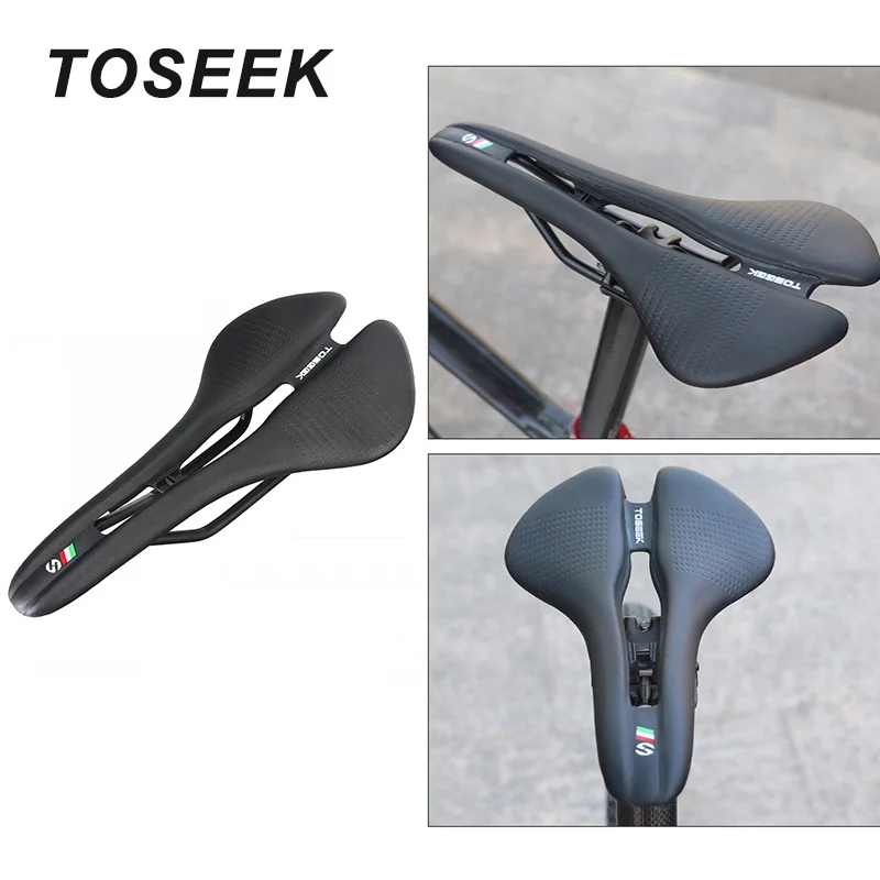 

TOSEEK Ultralight Bicycle Saddle Breathable Comfortable Road Bike Hollow Seat Soft Cycling Cushion Bike Parts