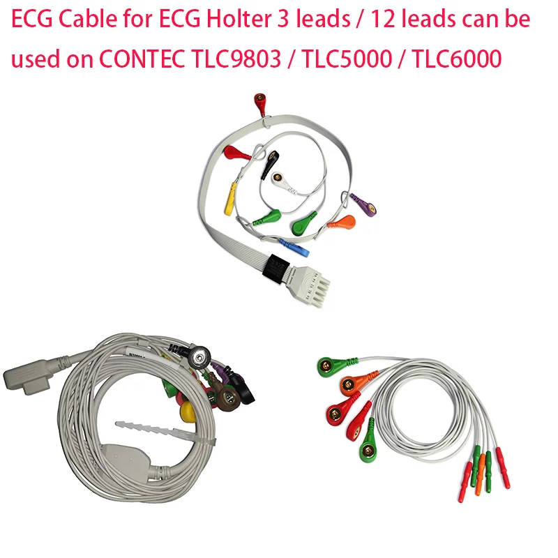 CONTEC TLC9803 / TLC5000 / TLC6000ECG Cable electrodes and for ECG Holter 3 leads / 12 leads can be used on