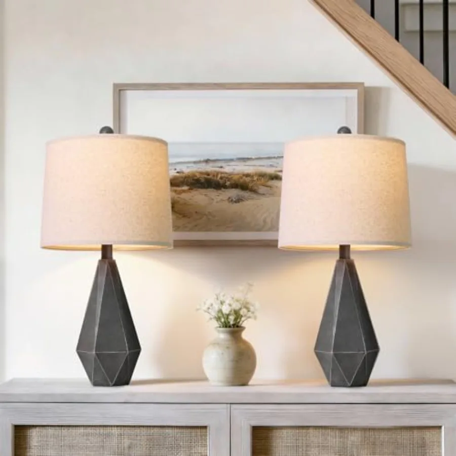 

23.5'' Farmhouse Table Lamps Set of 2 Rustic Nightstand Lamps for Bedroom Classic Bedside Lamps for Living Room Office Sideboar