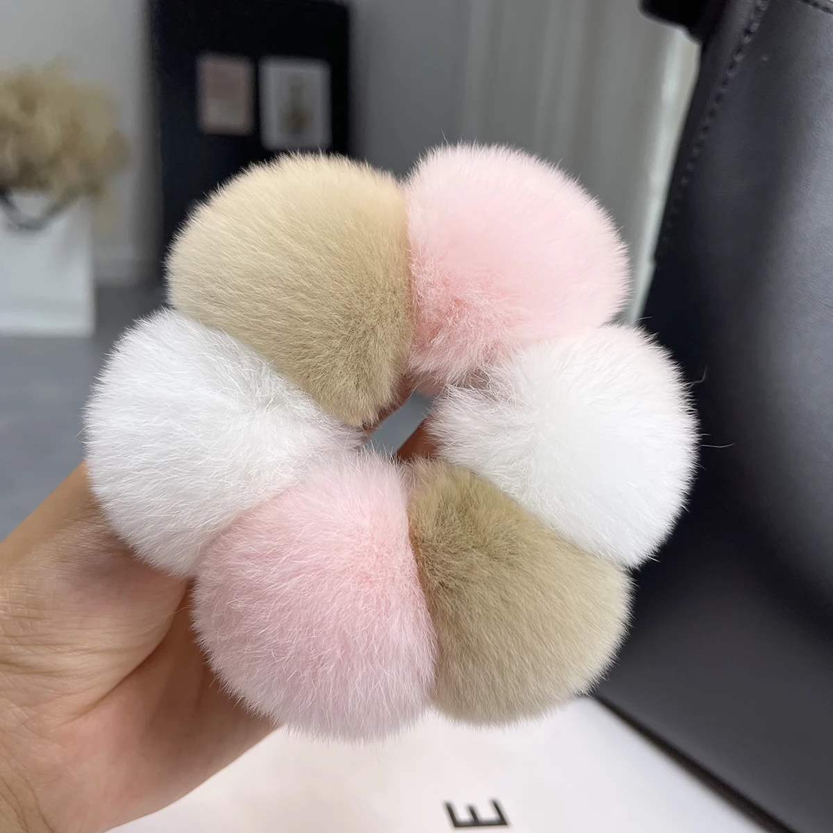 New Real Rabbit Fur Hair Rope Elastic Bands Woman Luxury Genuine Rubber Band Hair Ring Accessories Fur Fluffy Hair Ties Girls