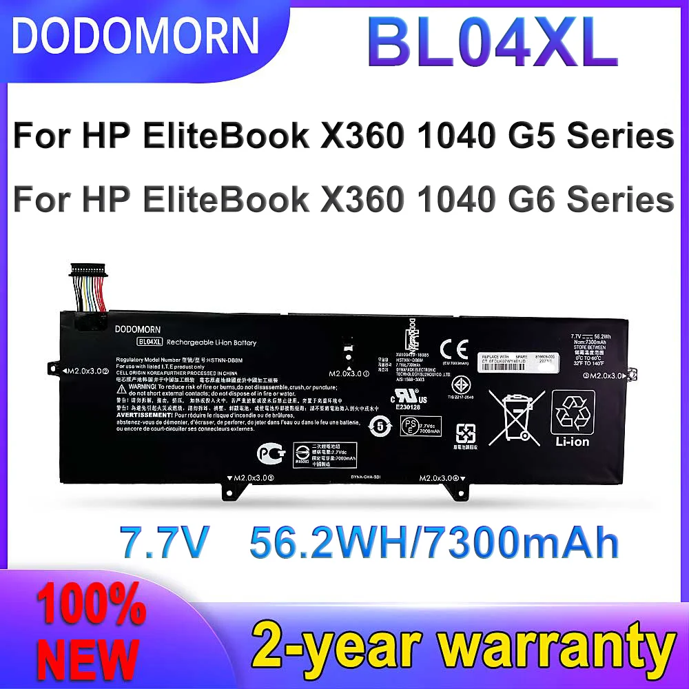 

Новый аккумулятор DODOMORN BL04XL для HP ELITEBOOK X360 1040 G5 G6 L07353-241 HSTNN-DB8M L07353-2C1 L07353-541 56.2WH 7,7V Быстрая доставка