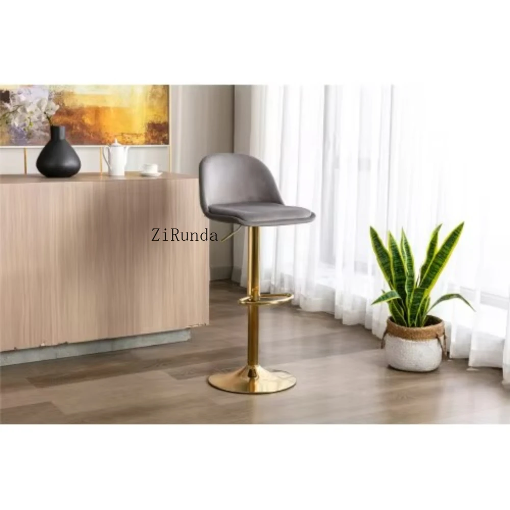 Adjustable Velvet Bar Stool Ergonomically designed rotating bar stool