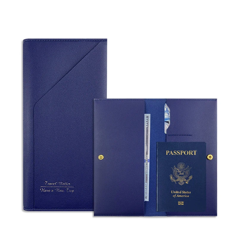 PU Leather Passport Holder Travel Walle Card Documents Travel Wallet Simple Women Men Travel Bronzing Document Bag Storage