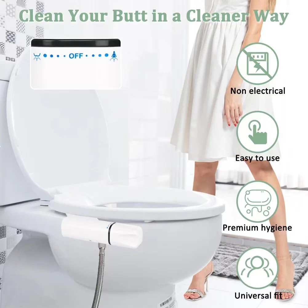

Non-Electric Bidet Attachment, Adjustable Pressure Toilet Sprayer, Easy Install Personal Hygiene Bidet