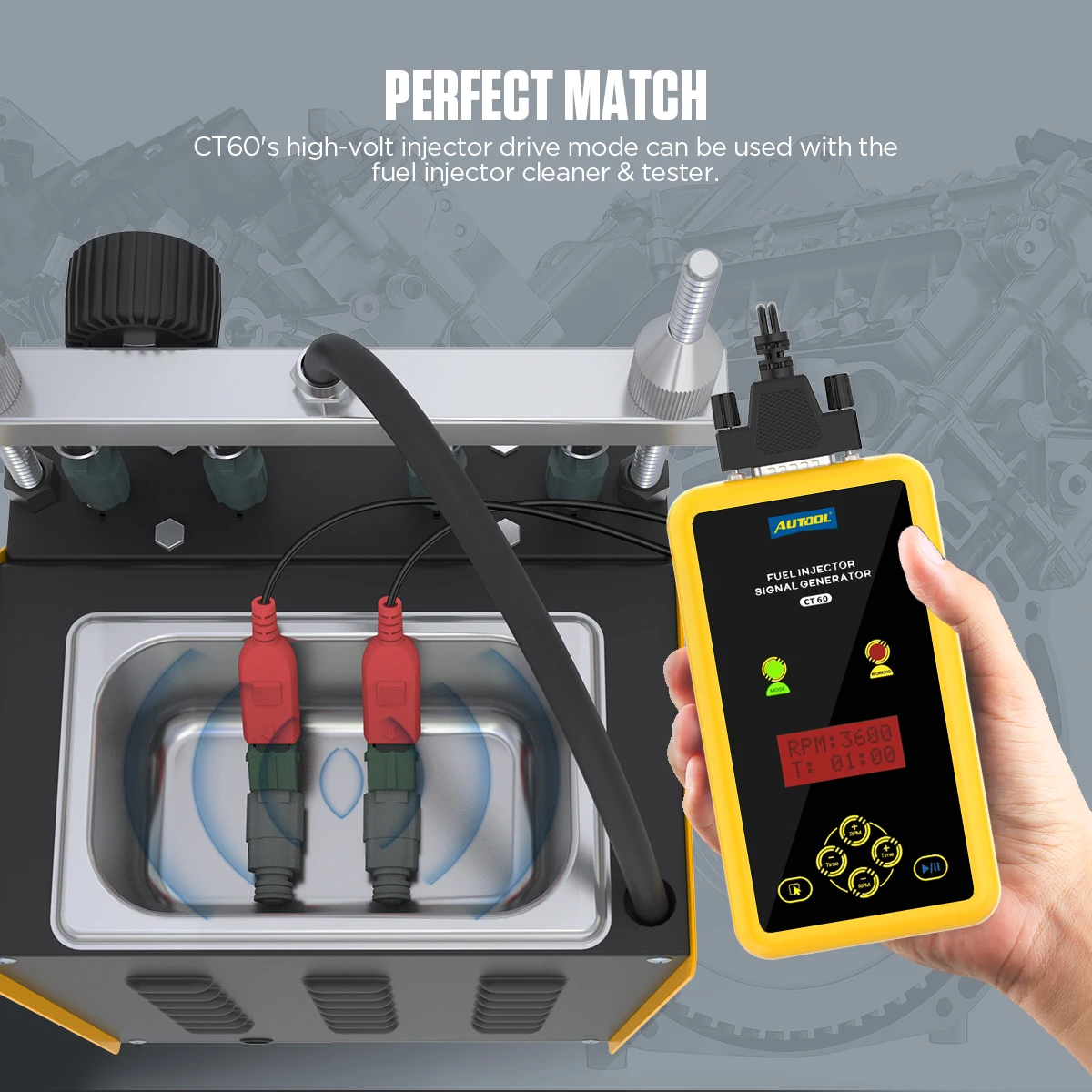 

AUTOOL New CT60 Automotive Fuel Injection Tester Fuel Injector Nozzle Cleaner Increase Pulse Cleaning Pressure