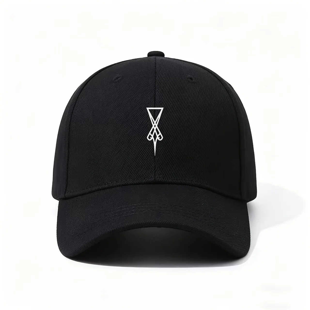 Adjustable Baseball Cap with Subtle White Symbolic Print - Minimalist Mysterious Design, Lightweight Suitable for, Casual Wear &