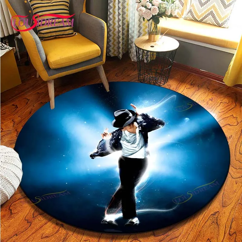 Michael Jackson Life Area Rug,Round Carpet Rug for Living Room Bedroom Sofa Decor,Kid Play Non-slip Floor Mat Rugs for Bedroom