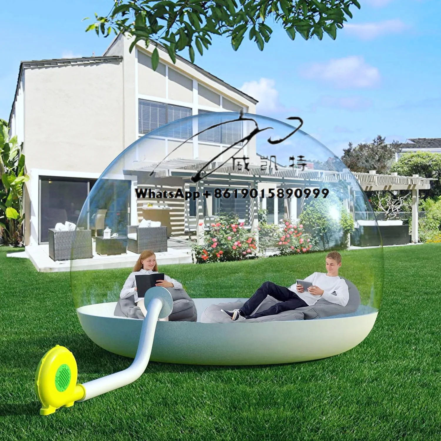 في الهواء الطلق 3 م 4 م مقاوم للماء تفجير خيمة شفافة بالون قبة خيمة فقاعة قابلة للنفخ #2