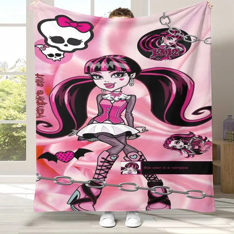 3D Draculaura Monster High Cartoon Doll Soft Flannel Blanket,Cozy Blanket for Bed,Sofa,Living Room,Picnic,Camping,Home Decor