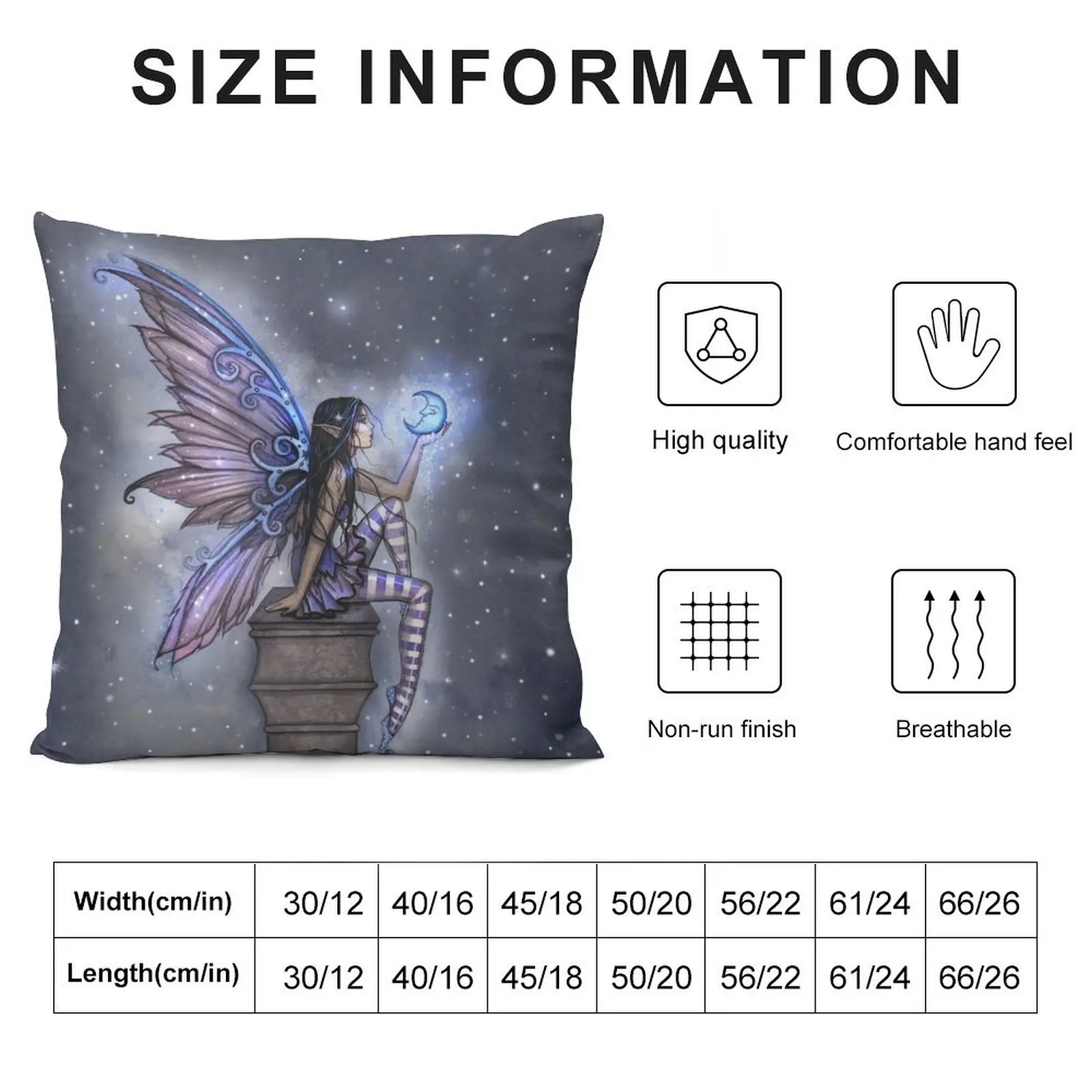 Little Blue Moon Fairy Fantasy Art by Molly Harrison Throw Pillow Pillow Cover Sofa Cushions Cover Christmas Pillows pillow