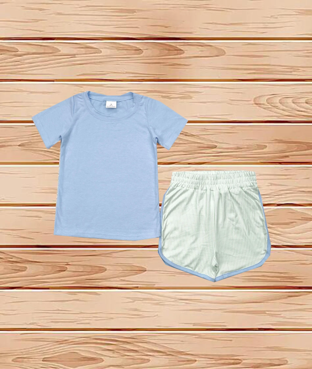 

5.24 Wholesale hot sale Western Boutique children clothing Baby Boys Lavender Short Sleeves Top Short Set